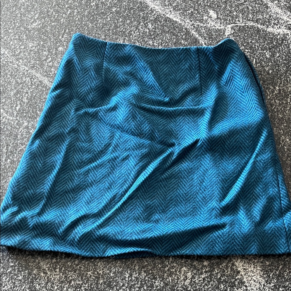 Boden Blue Herringbone Skirt